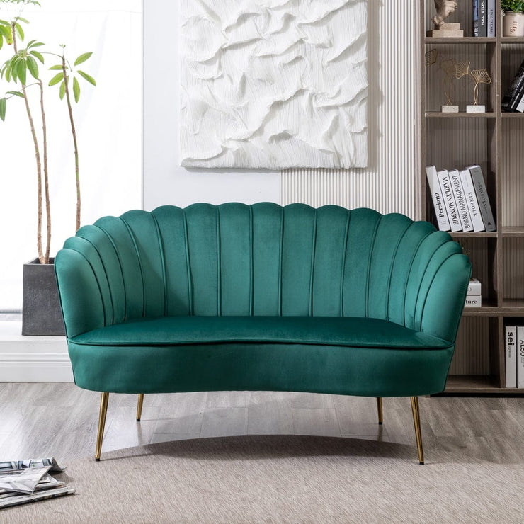 Mollis Plush Velvet Shell 3 Seater Sofa In Green