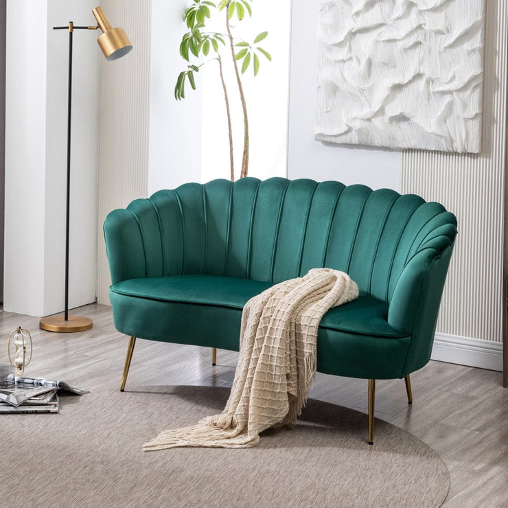 Mollis Plush Velvet Shell 3 Seater Sofa In Green