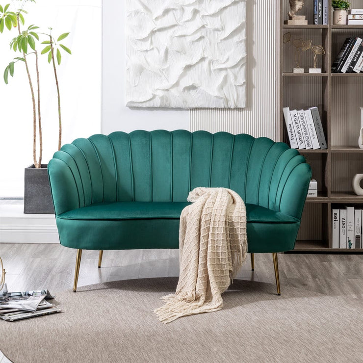 Mollis Plush Velvet Shell 3 Seater Sofa In Green