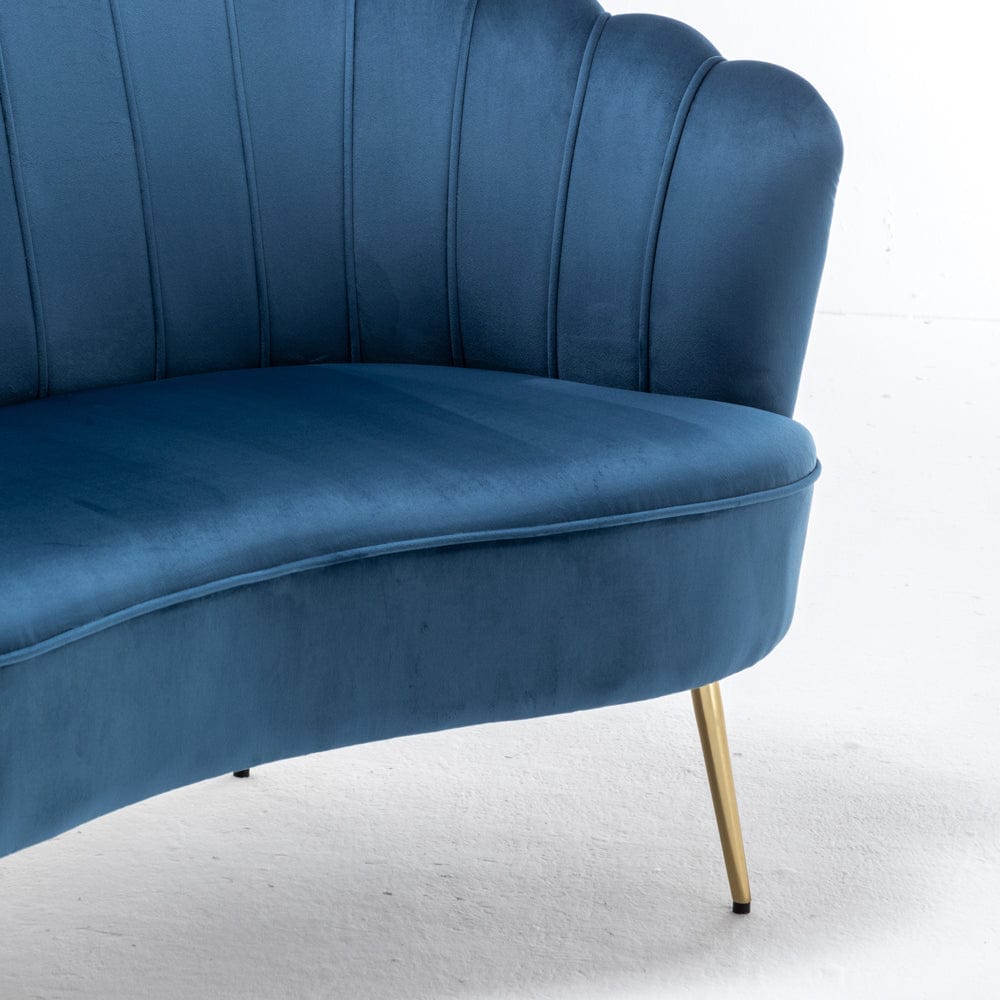 Mollis Plush Velvet Shell 3 Seater Sofa In Blue