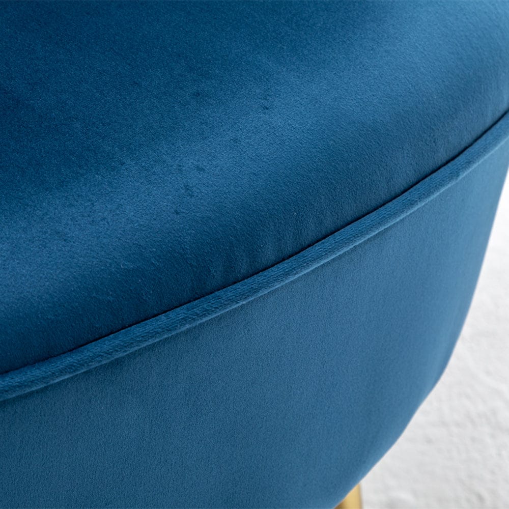 Mollis Plush Velvet Shell 3 Seater Sofa In Blue