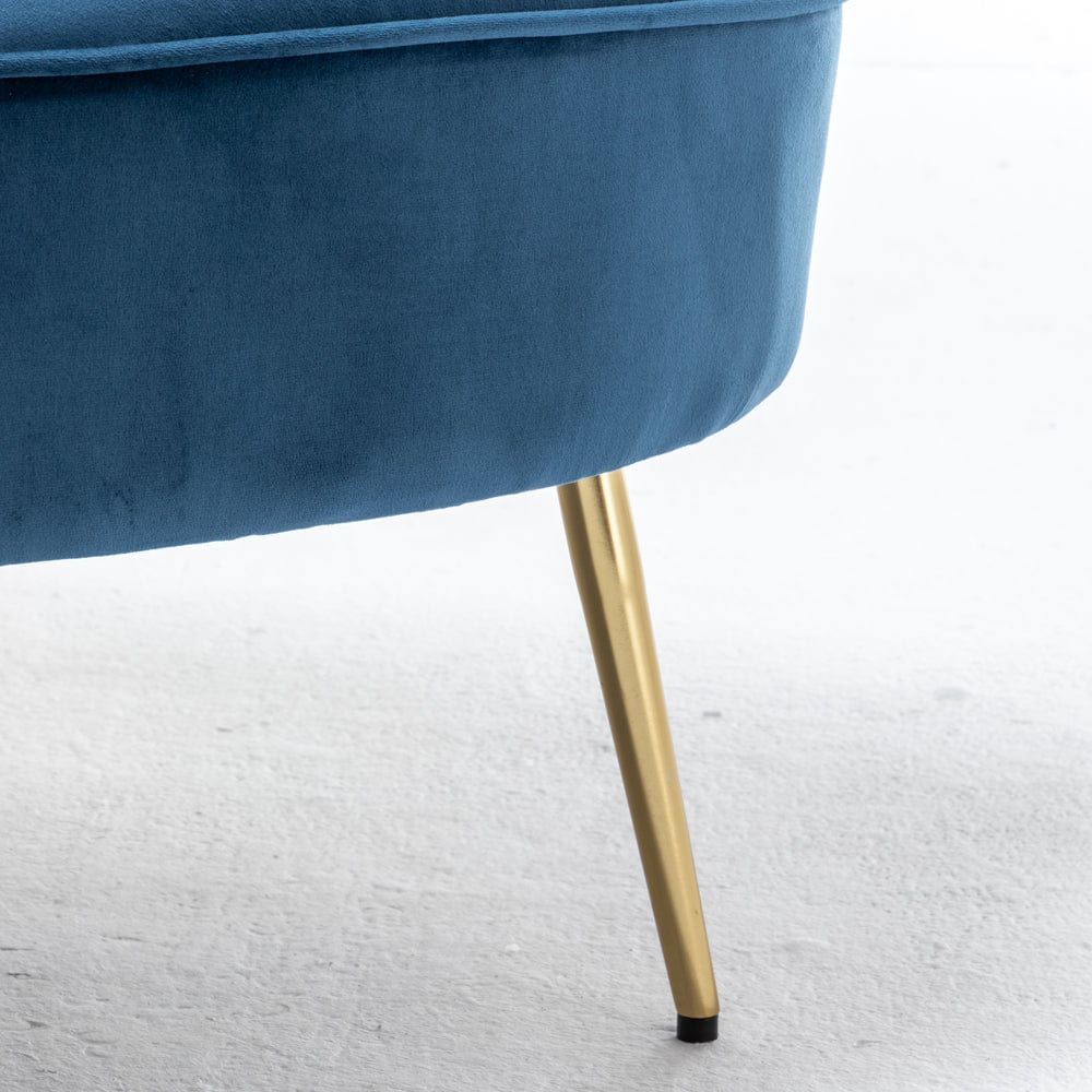 Mollis Plush Velvet Shell 3 Seater Sofa In Blue