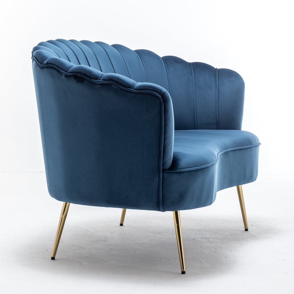 Mollis Plush Velvet Shell 3 Seater Sofa In Blue