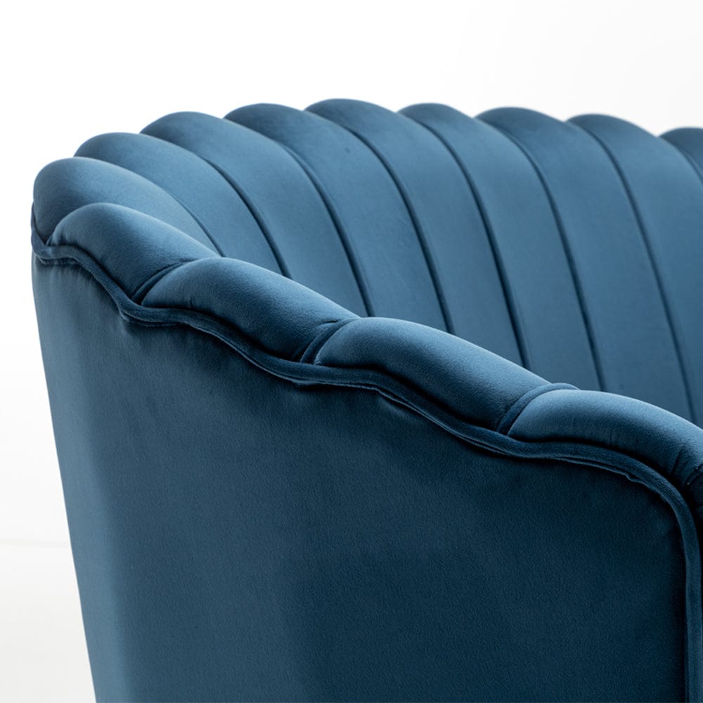 Mollis Plush Velvet Shell 3 Seater Sofa In Blue