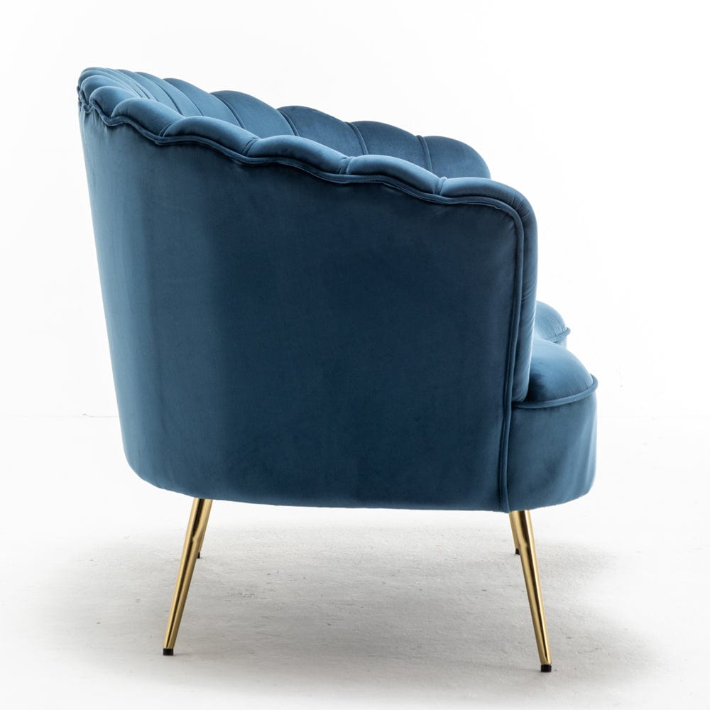 Mollis Plush Velvet Shell 3 Seater Sofa In Blue