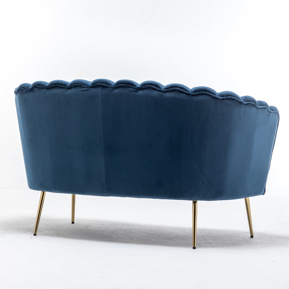 Mollis Plush Velvet Shell 3 Seater Sofa In Blue