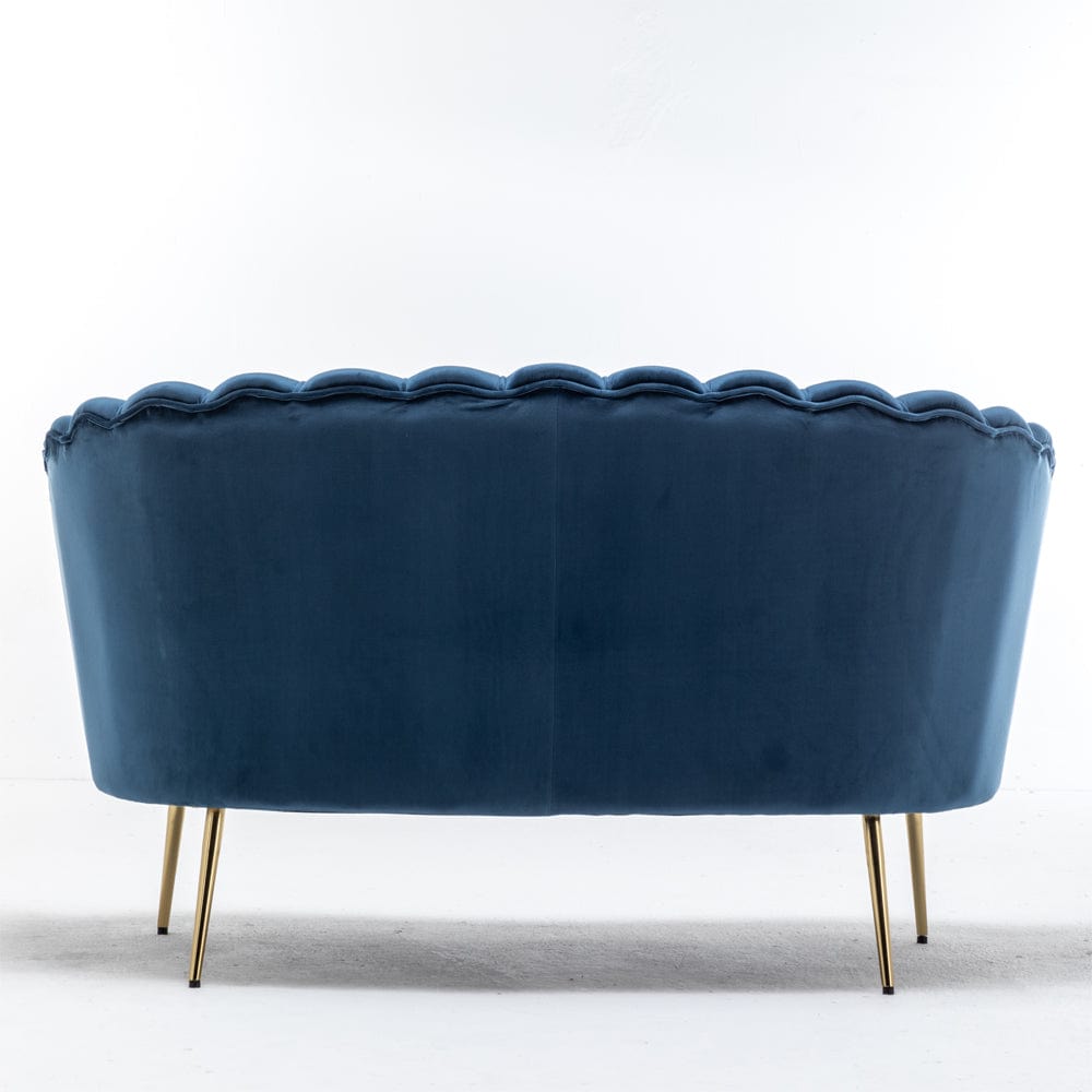 Mollis Plush Velvet Shell 3 Seater Sofa In Blue
