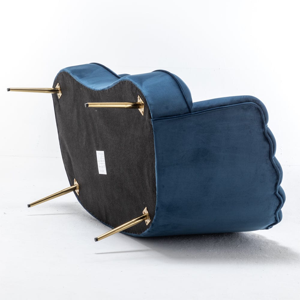 Mollis Plush Velvet Shell 3 Seater Sofa In Blue