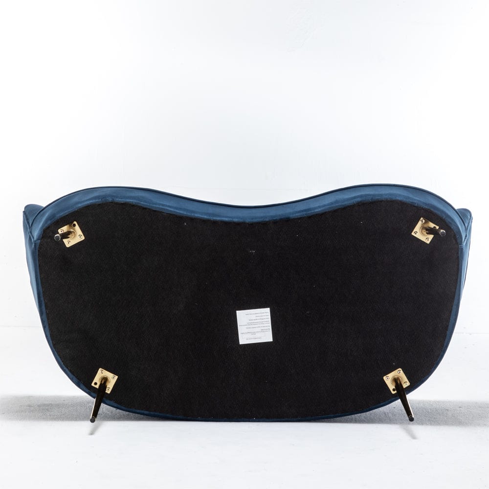 Mollis Plush Velvet Shell 3 Seater Sofa In Blue