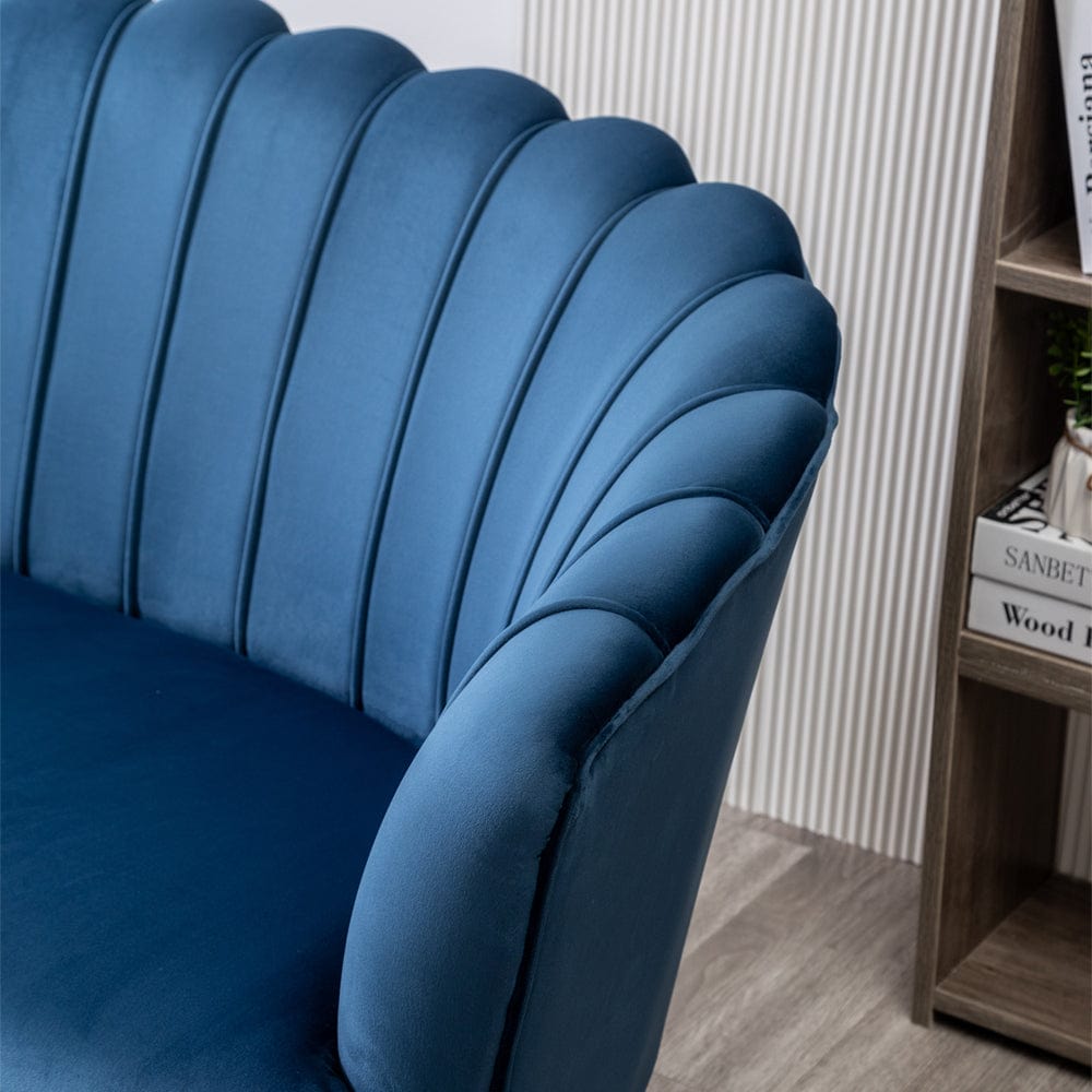 Mollis Plush Velvet Shell 3 Seater Sofa In Blue