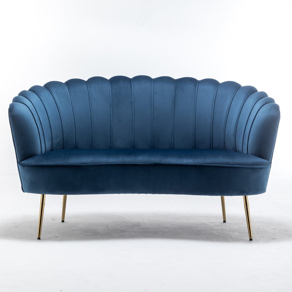 Mollis Plush Velvet Shell 3 Seater Sofa In Blue