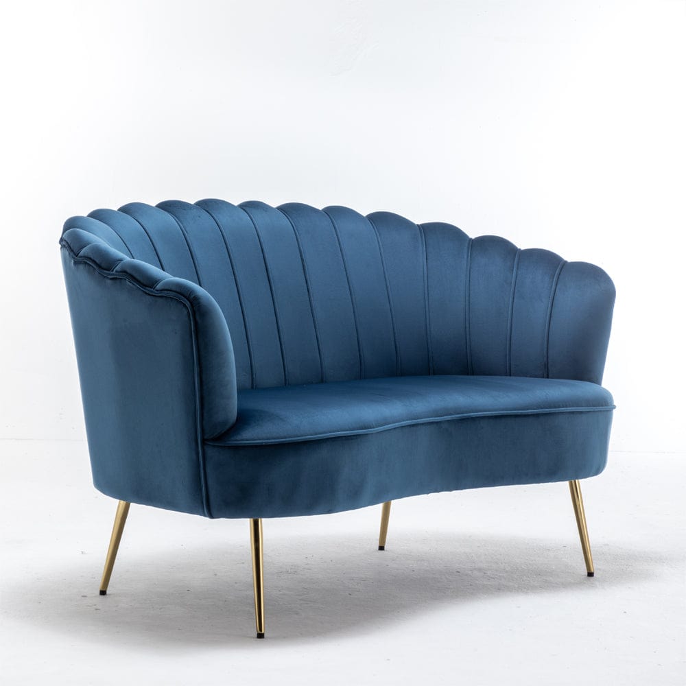 Mollis Plush Velvet Shell 3 Seater Sofa In Blue