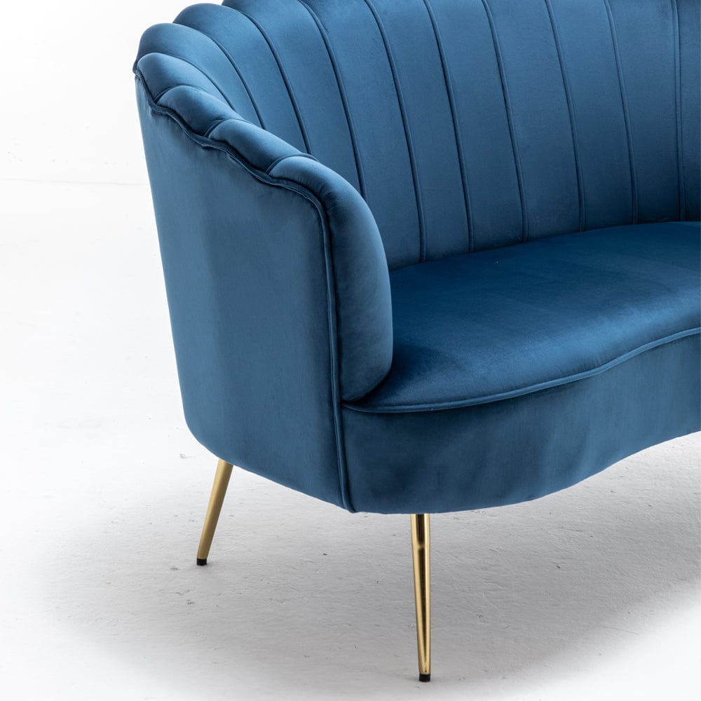 Mollis Plush Velvet Shell 3 Seater Sofa In Blue