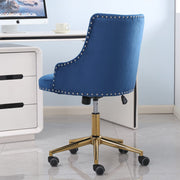 Avers Channel Tufted Velvet Office Chair with Gold Legs