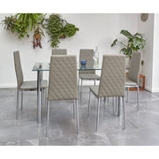 Orsa Dining Table Set With 6 Chairs In Grey