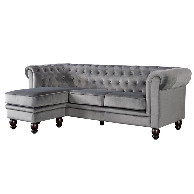 Chesterfield 3 Seater Velvet Sofa with Footstool