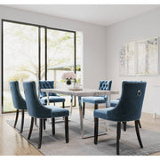 Etta Rectangle Dining Table Set with 6 Velvet Chairs