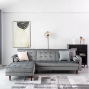 Avery Chaise End Velvet Corner Sofa In Grey