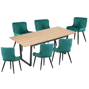 Belluno Light Oak Colour Extending Dining Table Set with 6 Velvet Chairs