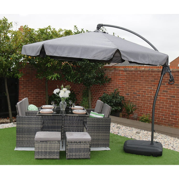 Cantilever Banana Aluminium OverHanging Parasol with Base