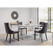 Etta Rectangle Dining Table Set with 4 Velvet Chairs
