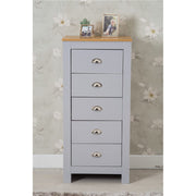 Heritage 5 Drawer Tall Chest In Grey and Oak