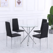 Orsa Round Dining Table Set With 4 Dining Chairs In Black