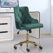 Avers Channel Tufted Velvet Office Chair with Gold Legs