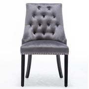 Avers Grey Velvet Button Back Dining Chairs