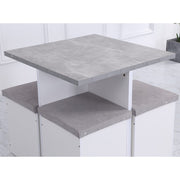 Kanso Stowaway Dining Table Set In Grey & White