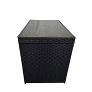 Eton Rattan Garden 6 Seater Bar Table and Stool Set in Black with rain cover option