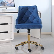 Avers Channel Tufted Velvet Office Chair with Gold Legs