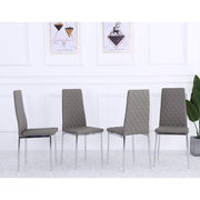 Set Of 2 or 4 Orsa Faux Leather Dining Chairs With Chrome Legs In Grey