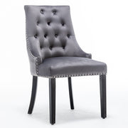 Avers Grey Velvet Button Back Dining Chairs