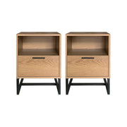 Belluno Industrial Style Set Of 2 One Drawer Bedside Tables