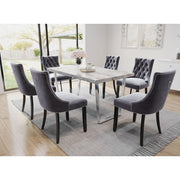 Etta Rectangle Dining Table Set with 6 Velvet Chairs