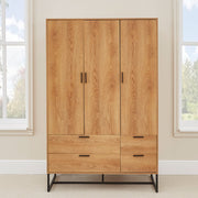 Belluno Industrial Style 3 Door 4 Drawer Wardrobe