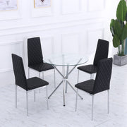 Orsa Round Dining Table Set With 4 Dining Chairs In Black