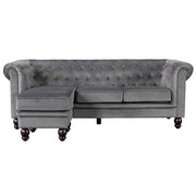 Tolg Velvet 3 Suíochán Chesterfield le Footstool