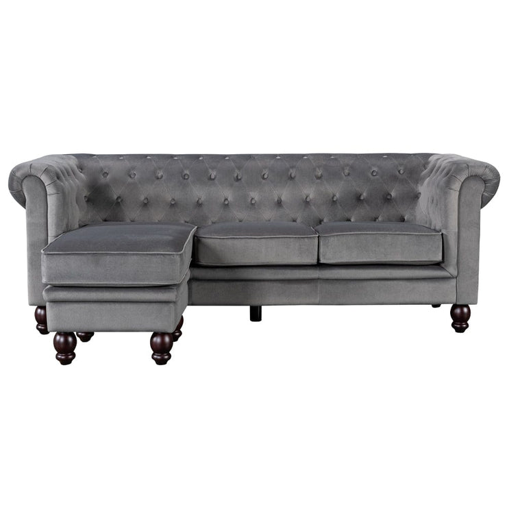 Chesterfield 3 Seater Velvet Sofa with Footstool