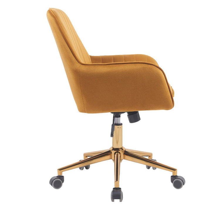 Russell Velvet Office Chair with Gold Legs