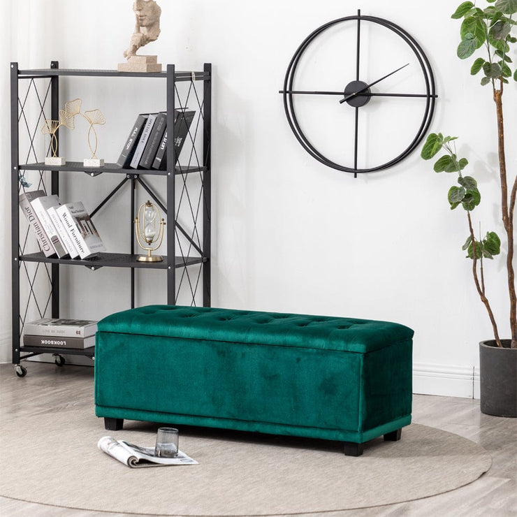 Velvet Rectangle Storage Ottoman Bench