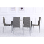 Orsa Dining Table Set With 6 Chairs In Grey