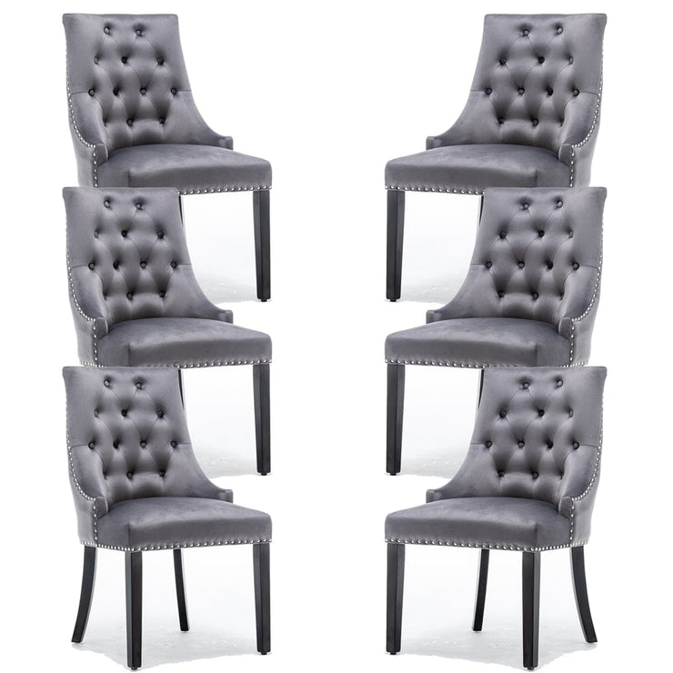 Avers Grey Velvet Button Back Dining Chairs