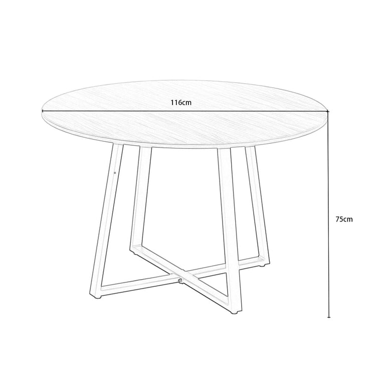 Belluno Industrial Style 4-6 Round Dining Table with metal leg