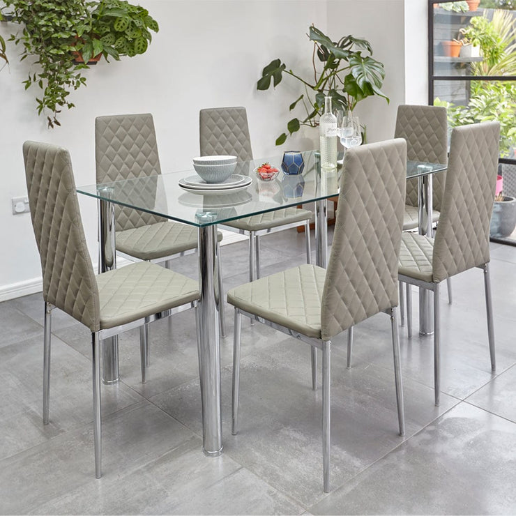 Orsa Dining Table Set With 6 Chairs In Grey