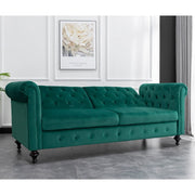 Toronto 3 Seater Chesterfield Style Velvet Sofa Bed In Green