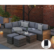 Rosen 8 Seater Grey Corner Rattan Garden Furniture Sofa Sets with Coffee Table