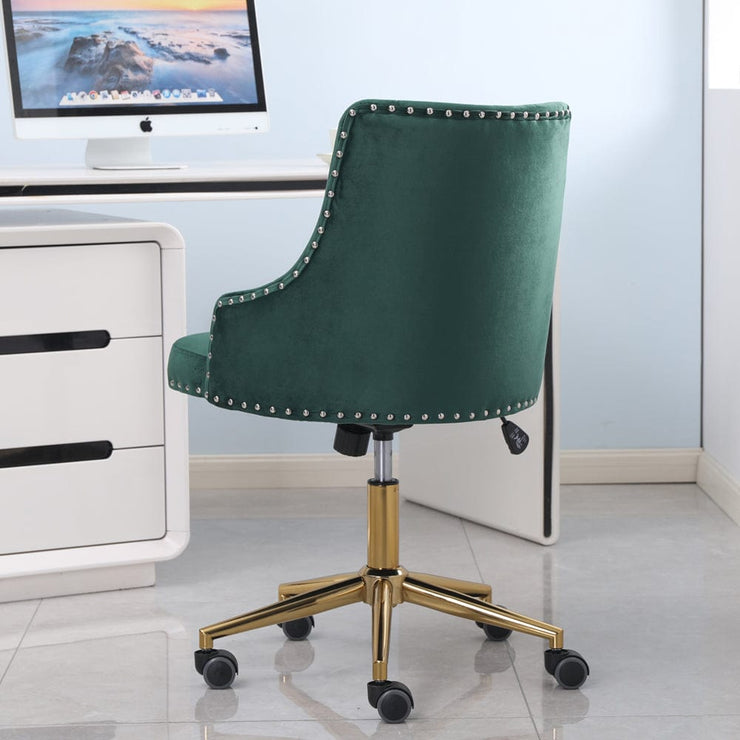 Avers Channel Tufted Velvet Office Chair with Gold Legs
