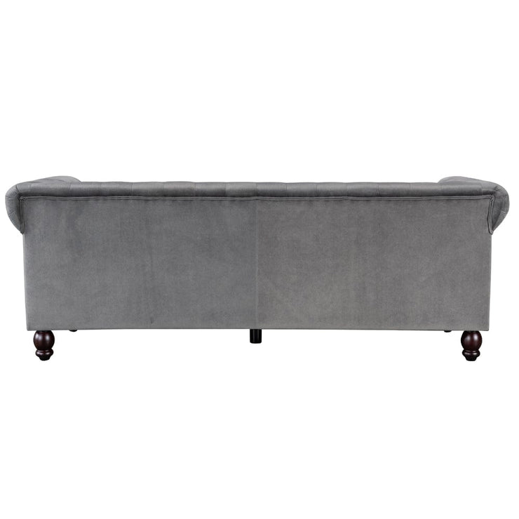 Tolg Velvet 3 Suíochán Chesterfield le Footstool